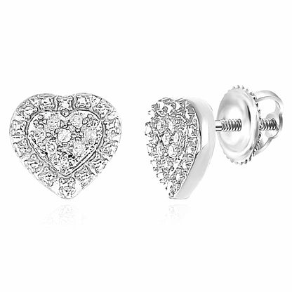 0.05CTW Natural Diamond 18K Gold Over Silver Heart Cluster Stud Earrings