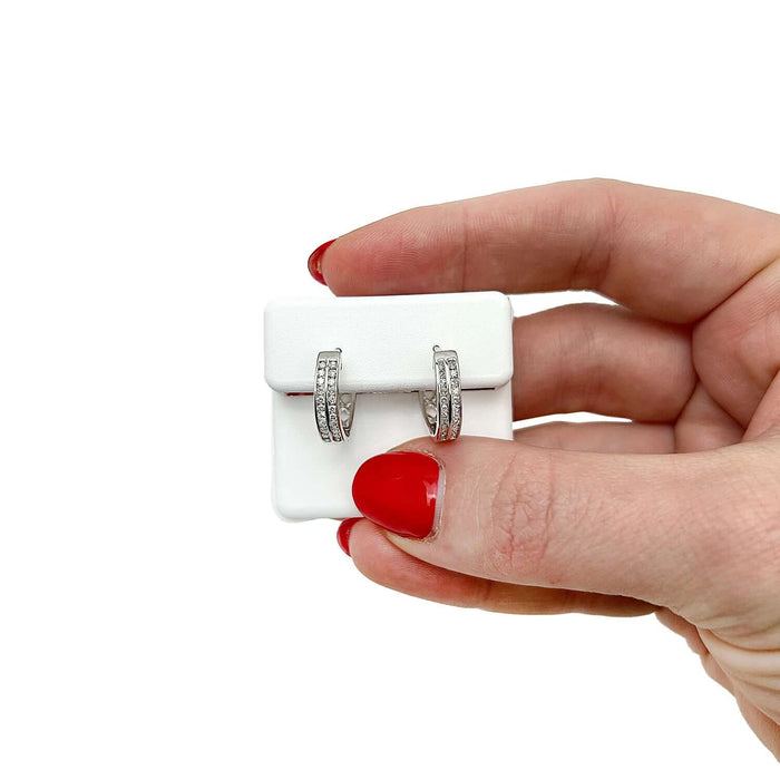 0.30CTW Natural Diamond 18K Gold Over Silver Yellow White Hoop Earrings 15mm - WJD Exclusives