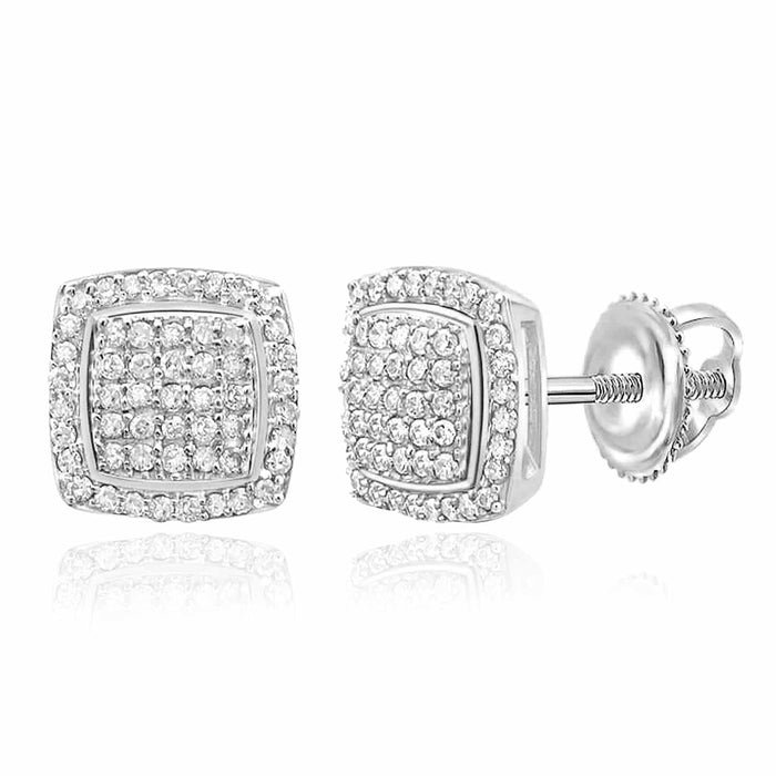 0.33CTW Natural Diamond 18K Gold Over Silver Yellow White Square Stud Earrings - WJD Exclusives