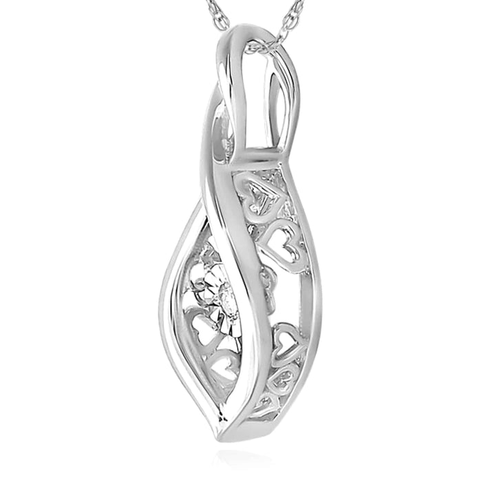 Natural Diamond Sterling Silver Yellow White Teardrop Infinity Pendant 0.9" - WJD Exclusives