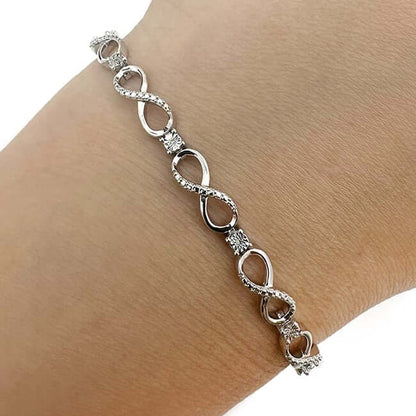 0.03CTW Natural Diamond Infinity Bracelet 7" 5mm - Sterling Silver