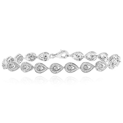 0.10CTW Real Diamond 8mm Sterling Silver Illusion Prong Tennis Bracelet 7"
