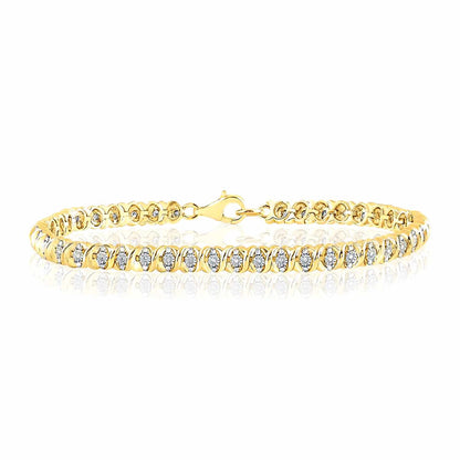 0.10CTW Real Diamond 6mm Sterling Silver Tennis Bracelet 7.5"