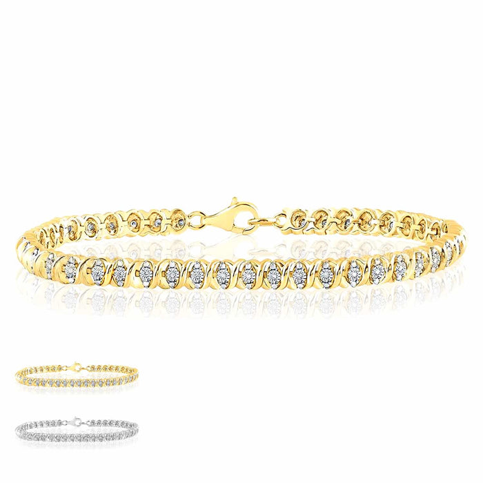 0.10CTW Natural Diamond 6mm Sterling Silver Tennis Bracelet 7.5" - WJD Exclusives