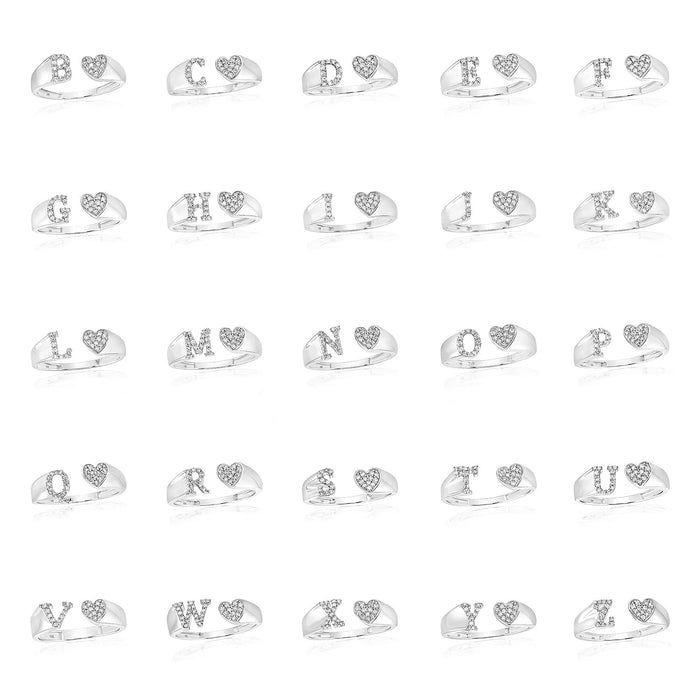0.10CTW Natural Diamond 10K White Gold Initial Letter Cocktail Ring - WJD Exclusives