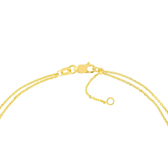 0.04CTW Natural Diamond 14K Yellow Gold Double Layer Anklet (Solid Links) 9" - 10" Adjustable - WJD Exclusives