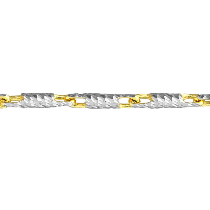 14K Yellow White Gold Lumacina Anklet (Solid Links) 9" - 10" Adjustable - WJD Exclusives