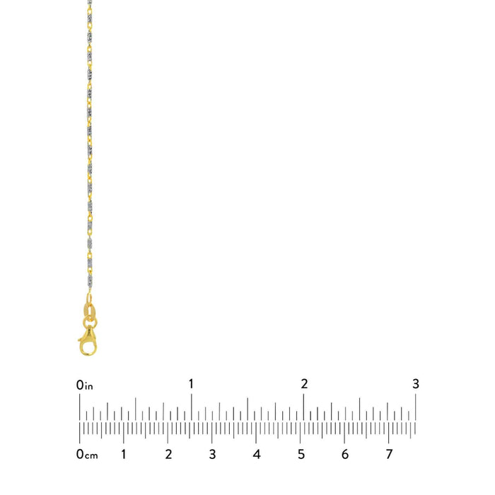 14K Yellow White Gold Lumacina Anklet (Solid Links) 9" - 10" Adjustable - WJD Exclusives