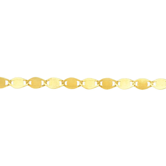 14K Yellow Gold Valentino Anklet (Solid Links) 9" - 10" Adjustable - WJD Exclusives
