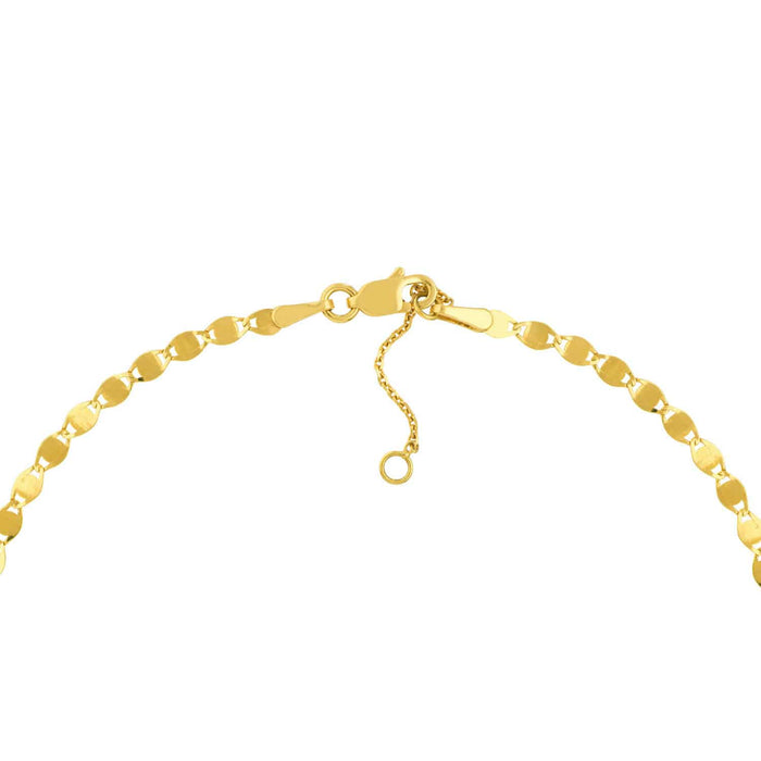 14K Yellow Gold Valentino Anklet (Solid Links) 9" - 10" Adjustable - WJD Exclusives