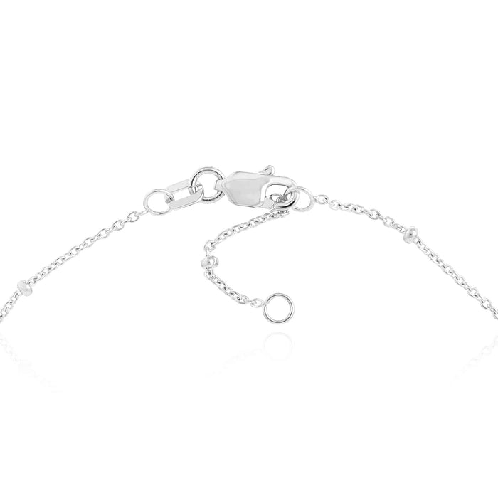 14K Yellow White Gold CZ Bezel Station Drop Anklet (Solid Links) 9" - 10" Adjustable - WJD Exclusives