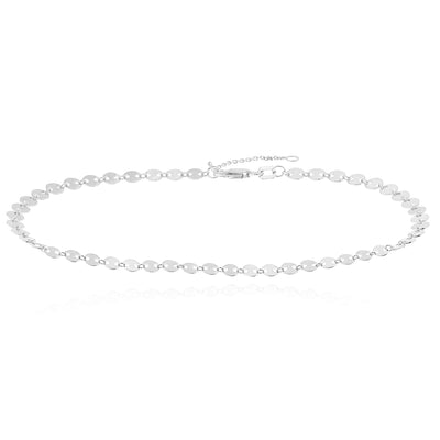 14K Yellow White Gold Mini Discs Anklet (Solid Links) 9" - 10" Adjustable - WJD Exclusives