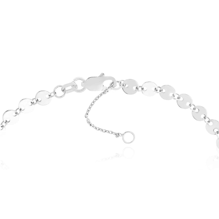 14K Yellow White Gold Mini Discs Anklet (Solid Links) 9" - 10" Adjustable - WJD Exclusives