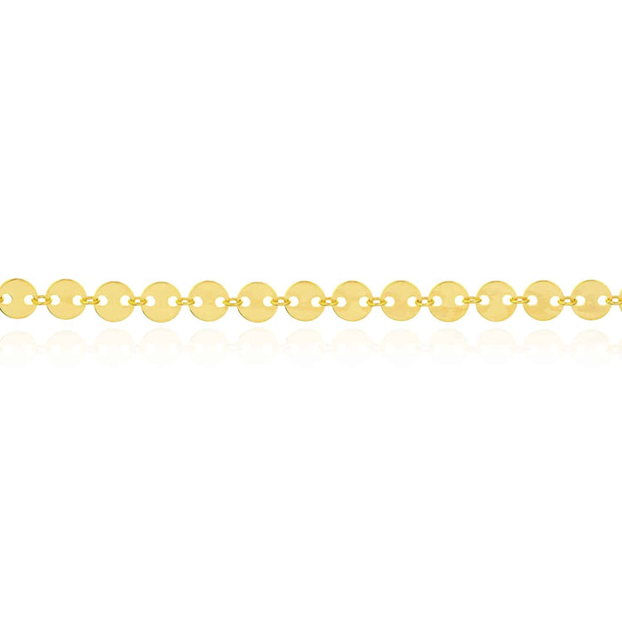14K Yellow White Gold Mini Discs Anklet (Solid Links) 9" - 10" Adjustable - WJD Exclusives