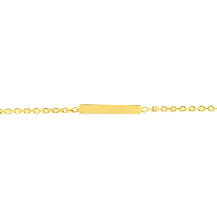 0.03CTW Natural Diamond 14K Yellow Gold Bezel Bar Anklet (Solid Links) 9" - 10" Adjustable - WJD Exclusives