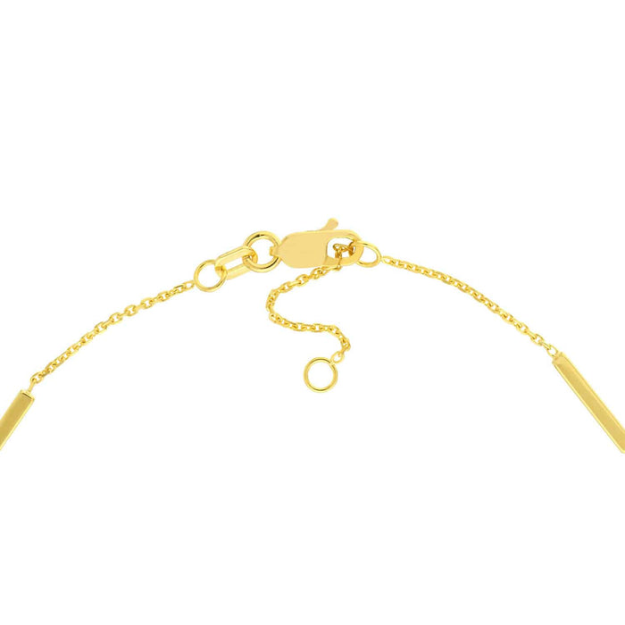 0.03CTW Natural Diamond 14K Yellow Gold Bezel Bar Anklet (Solid Links) 9" - 10" Adjustable - WJD Exclusives