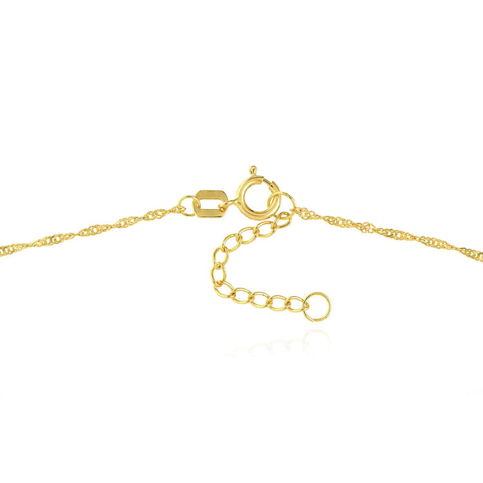 14K Yellow White Gold Singapore Dolphin Trio Anklet (Solid Links) 9" - 10" Adjustable - WJD Exclusives