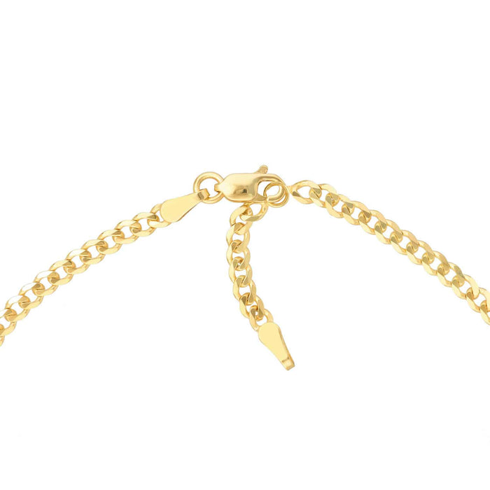 14K Yellow Gold Bars Dangle Curb Anklet (Solid Links) 9" - 10" Adjustable - WJD Exclusives