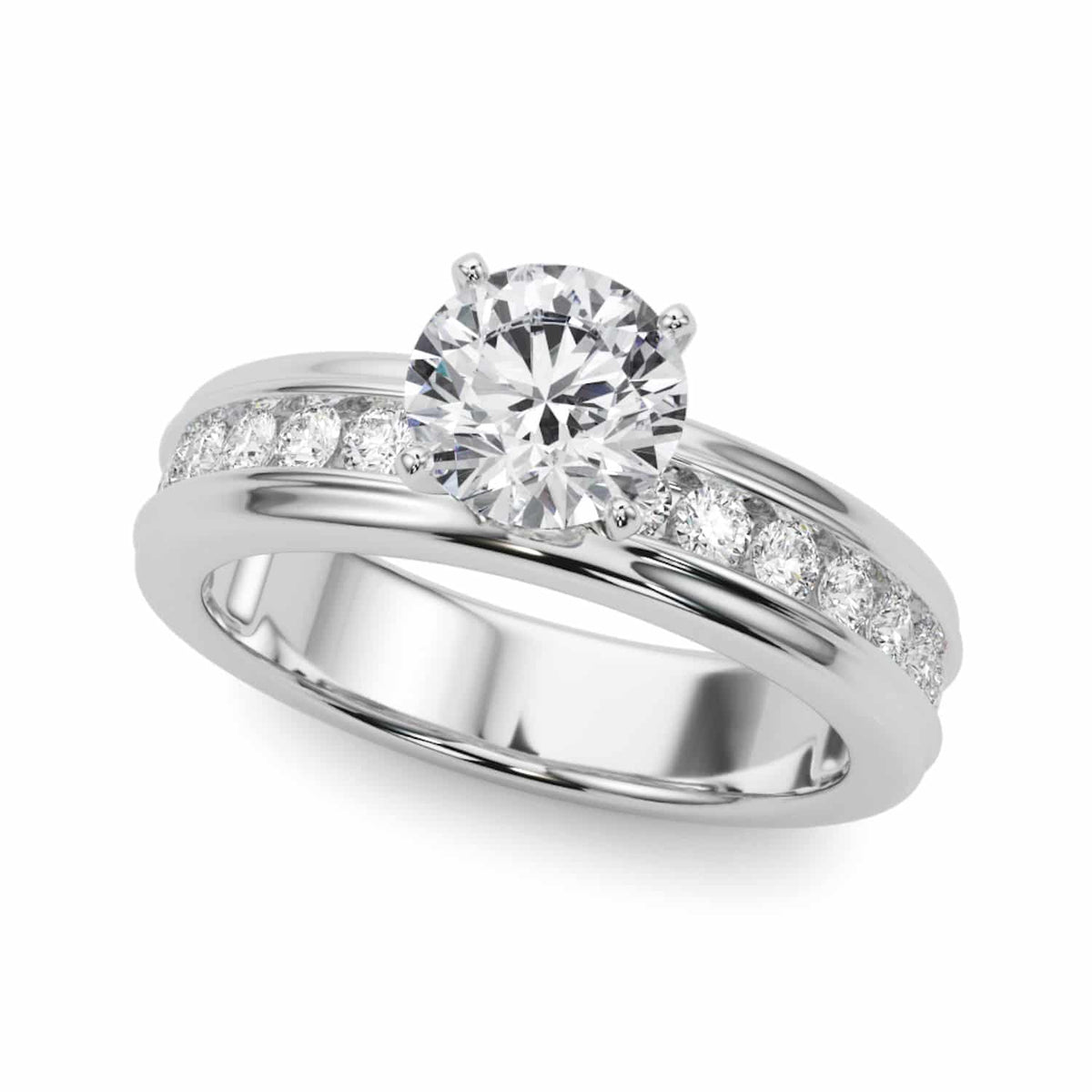 1.50CTW Lab - Grown Diamond 14K White Gold Channel Set Engagement Ring - WJD Exclusives