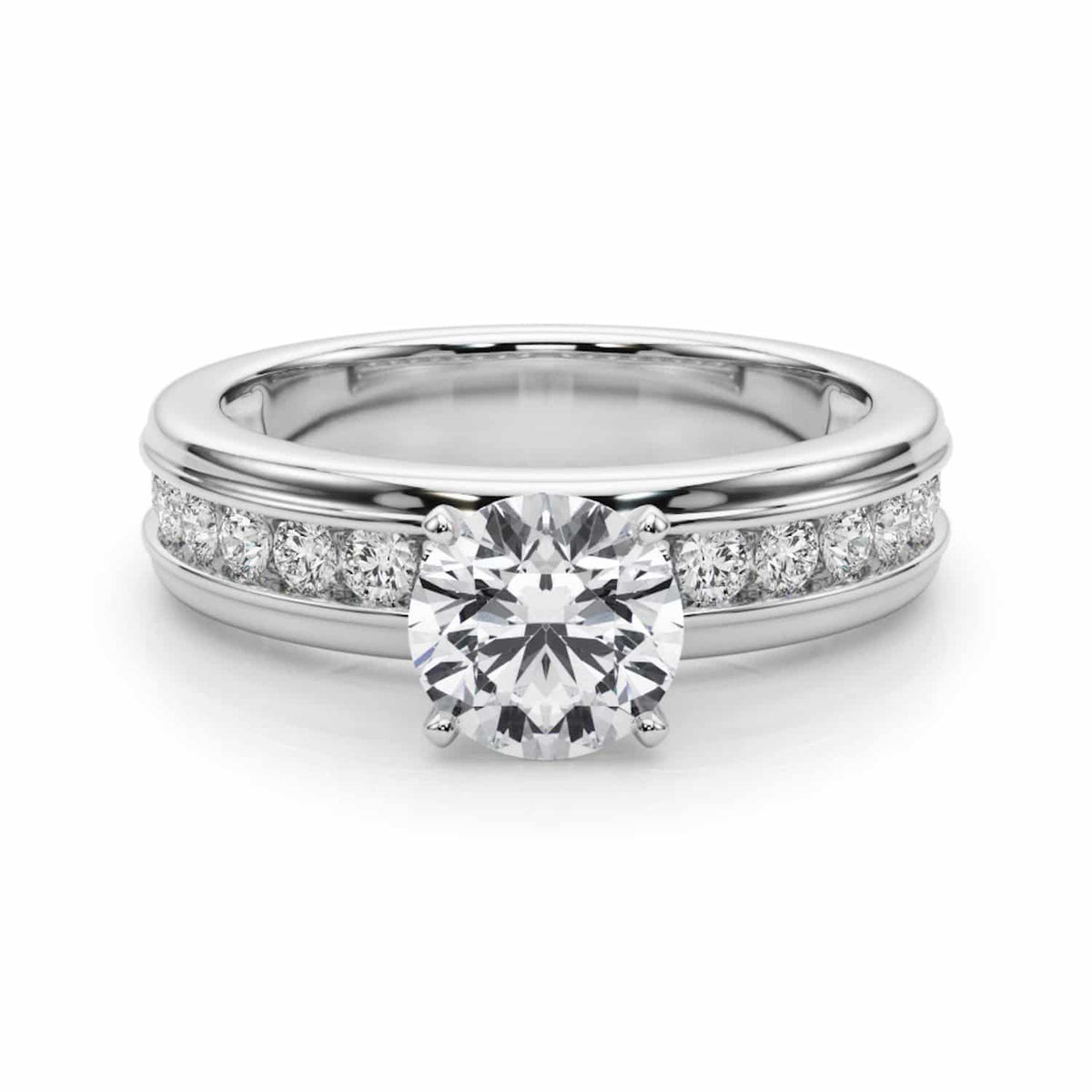 1.50CTW Lab - Grown Diamond 14K White Gold Channel Set Engagement Ring - WJD Exclusives