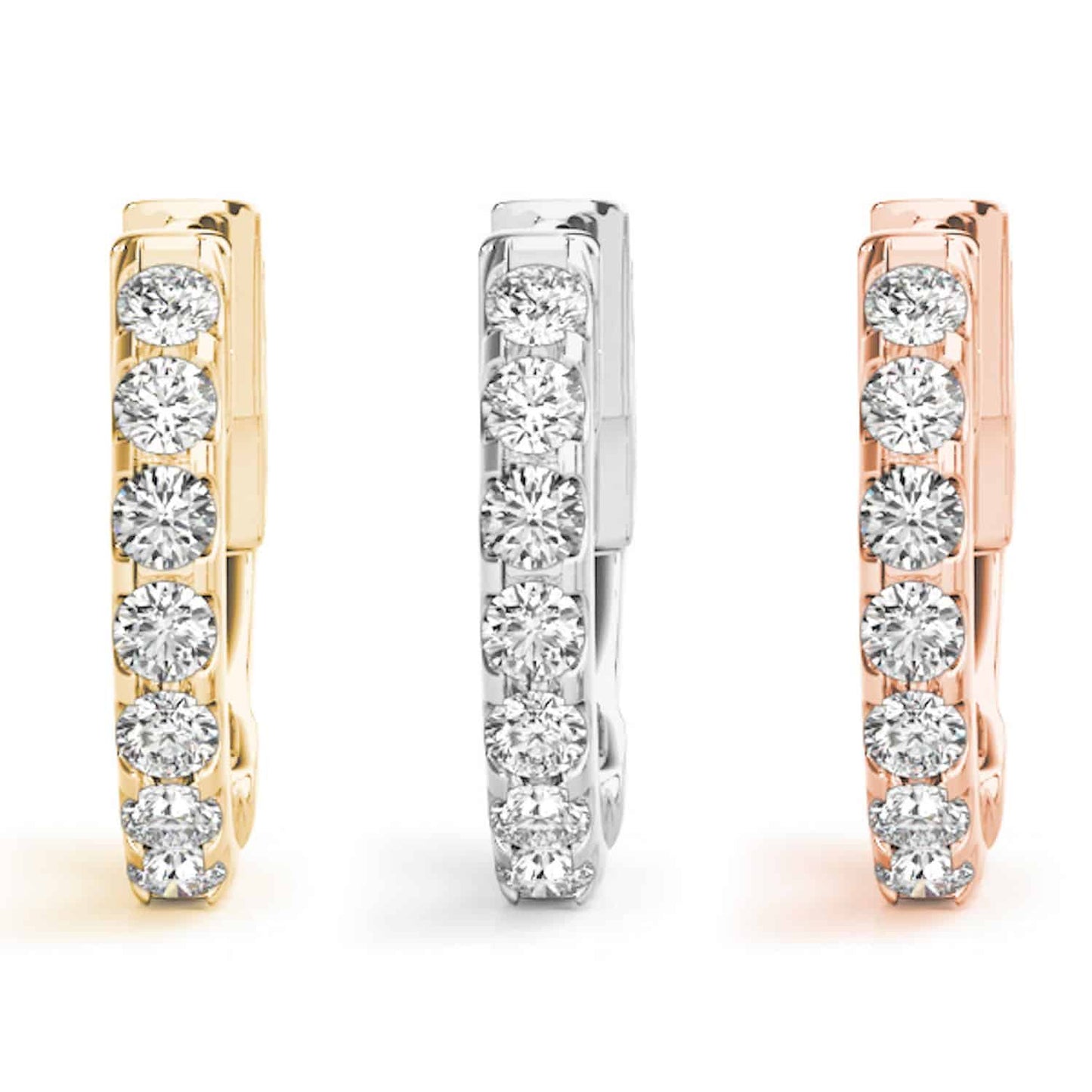 0.15CTW Real Diamond 14K Real Gold Huggie Hoop Single Earring 14mm (Half a Pair)
