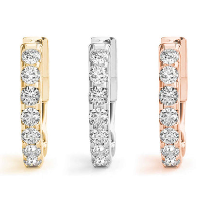 0.15CTW Real Diamond 14K Real Gold Huggie Hoop Single Earring 14mm (Half a Pair)