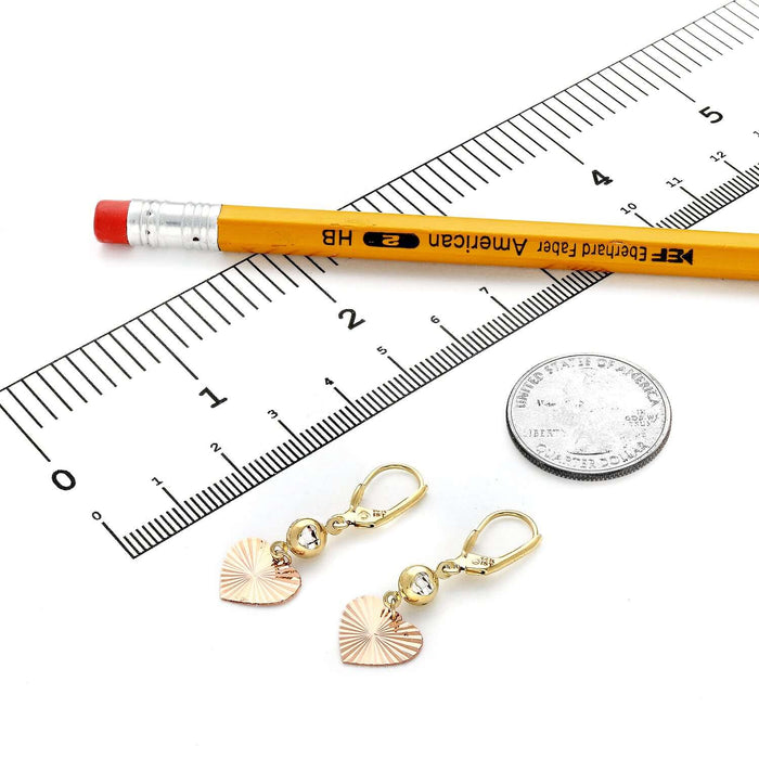 14K Gold Two - Tone Yellow Rose CZ Heart Leverback Earrings - WJD Exclusives