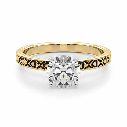 1CT Lab-Grown Diamond 18K Yellow Gold Heart X Pattern Engagement Ring