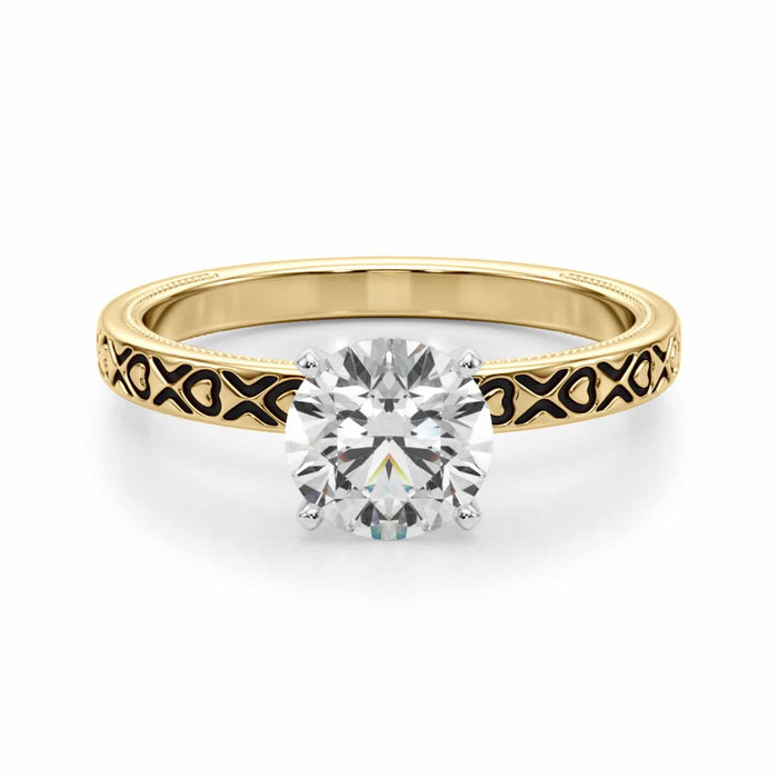 1CT Lab - Grown Diamond 18K Yellow Gold Heart X Pattern Engagement Ring - WJD Exclusives