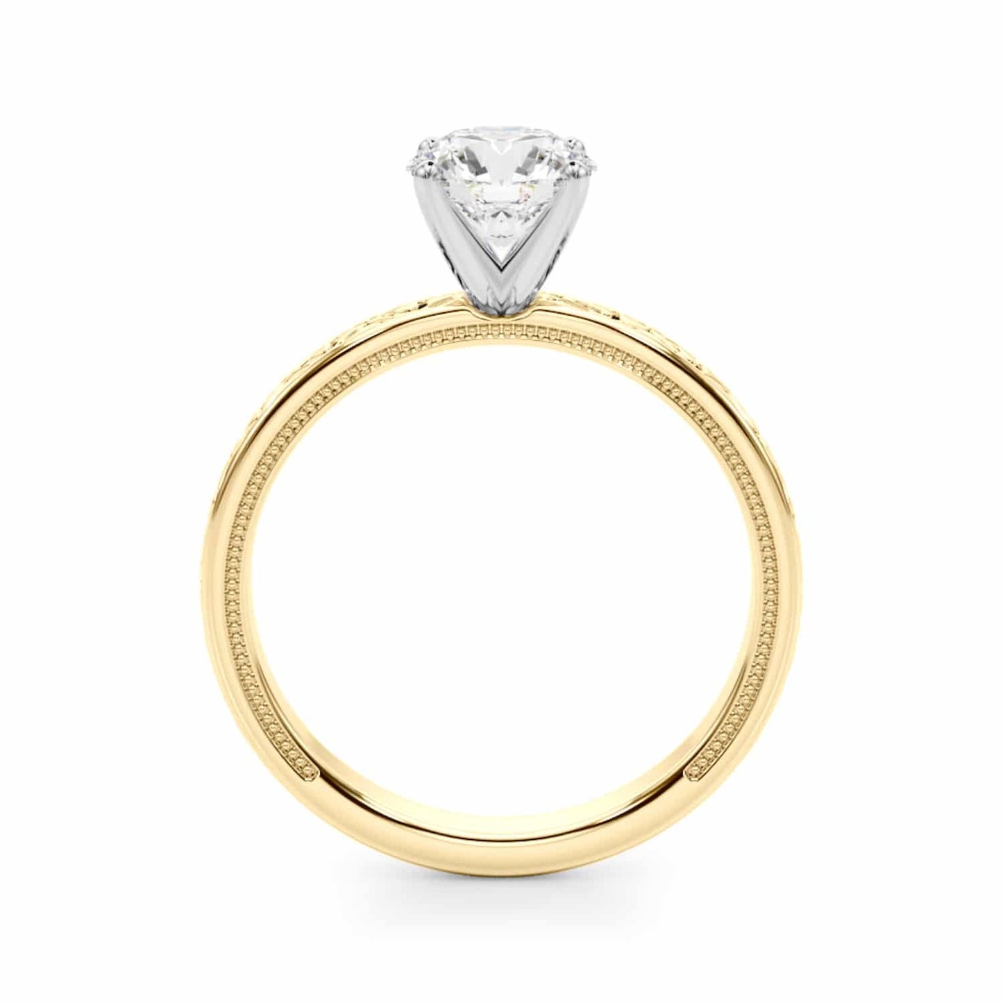 1CT Lab-Grown Diamond 18K Yellow Gold Heart X Pattern Engagement Ring