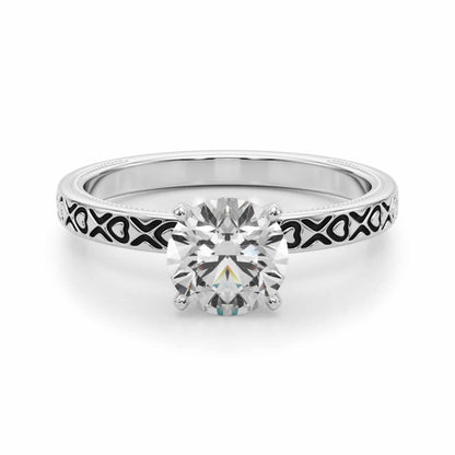 1CT Lab-Grown Diamond 18K Gold White Hearts X Ornaments Engagement Ring