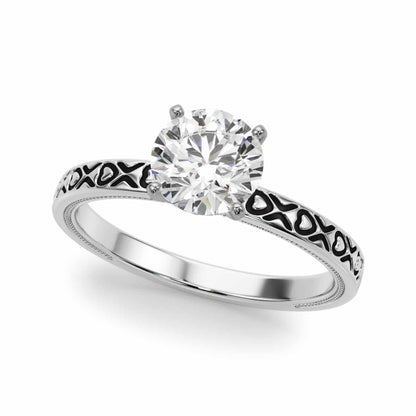 1CT Lab-Grown Diamond 18K Gold White Hearts X Ornaments Engagement Ring