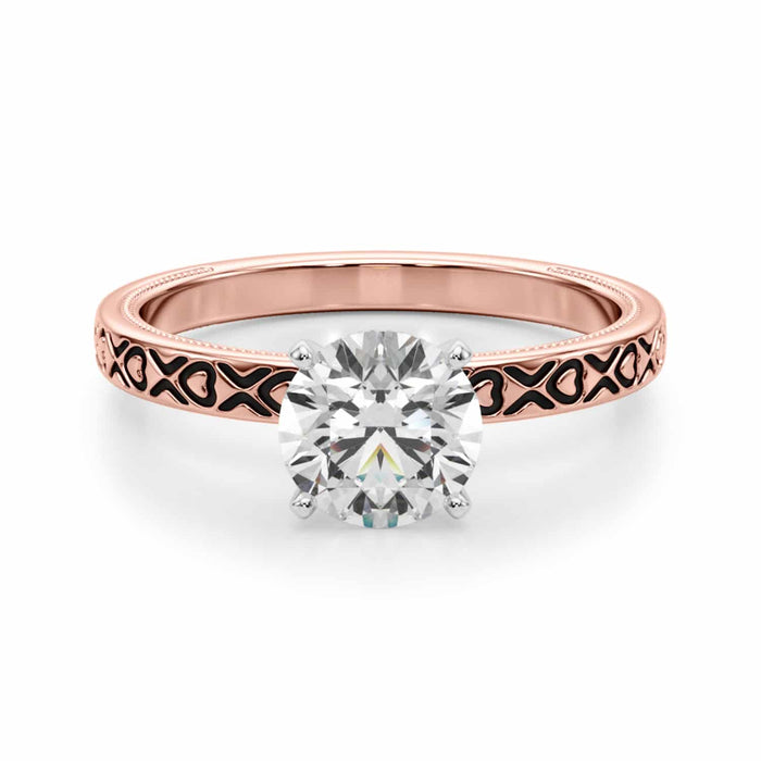 1CT Lab - Grown Diamond 18K Rose Gold Hearts X Ornaments Engagement Ring - WJD Exclusives
