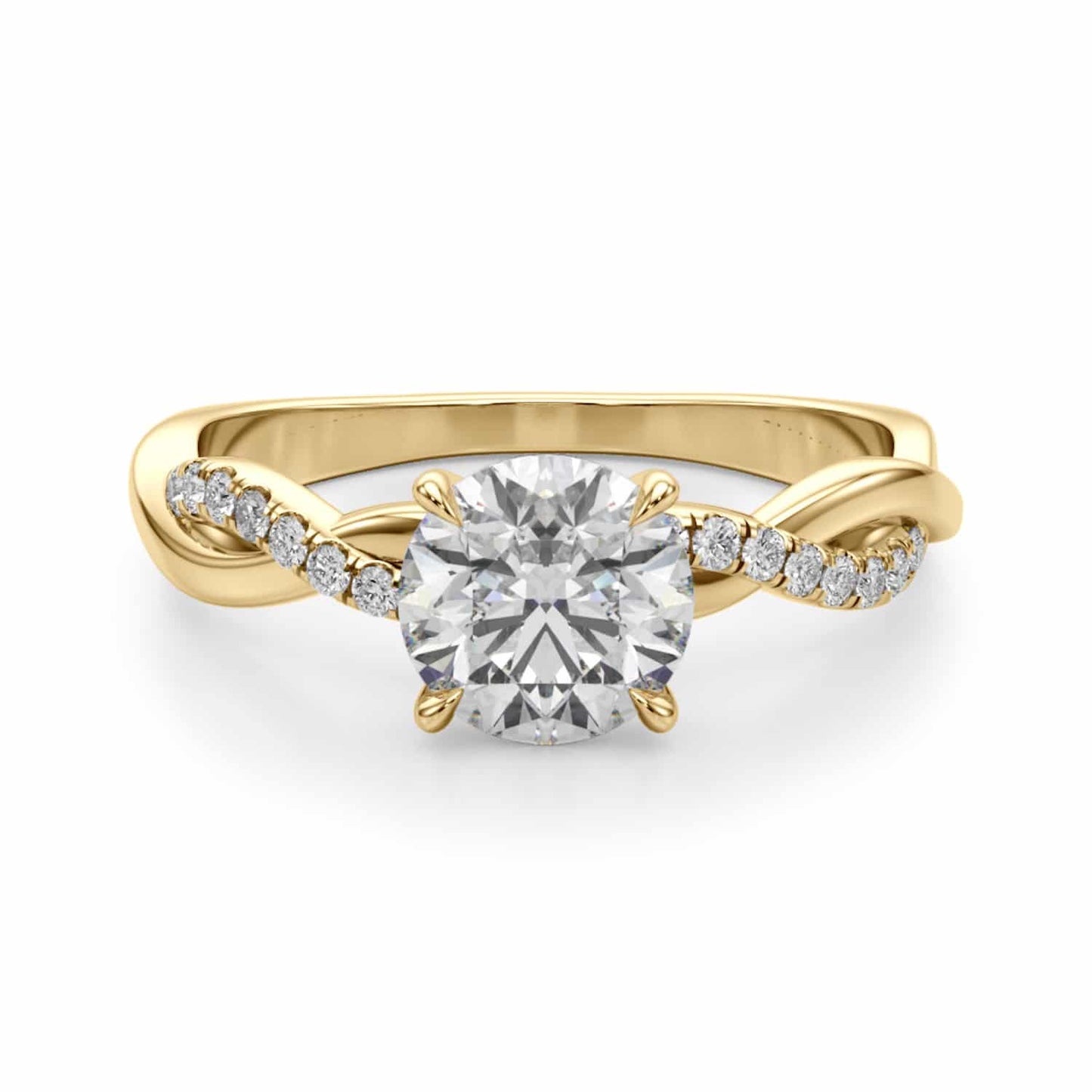 1.60CTW Lab-Grown Diamond 18K Gold Yellow Twisted Shank Engagement Ring