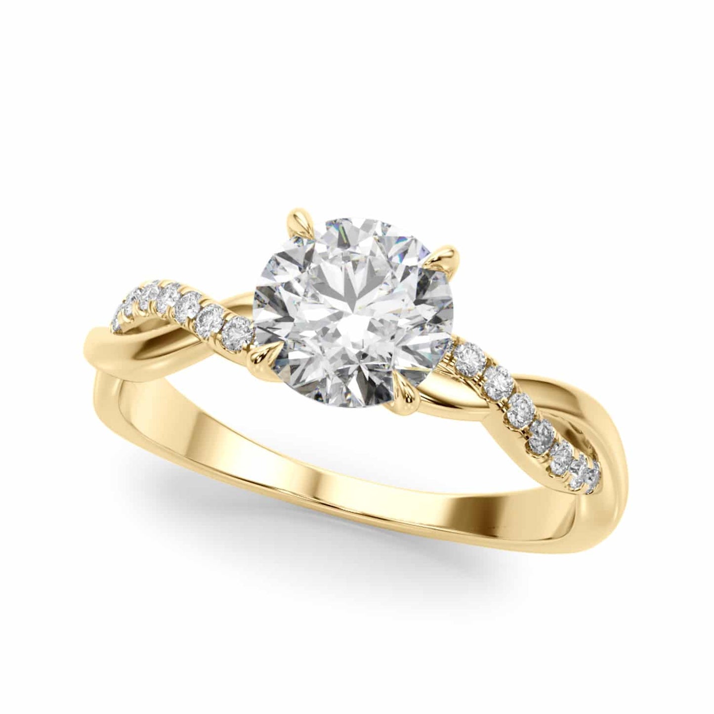 1.60CTW Lab-Grown Diamond 18K Gold Yellow Twisted Shank Engagement Ring