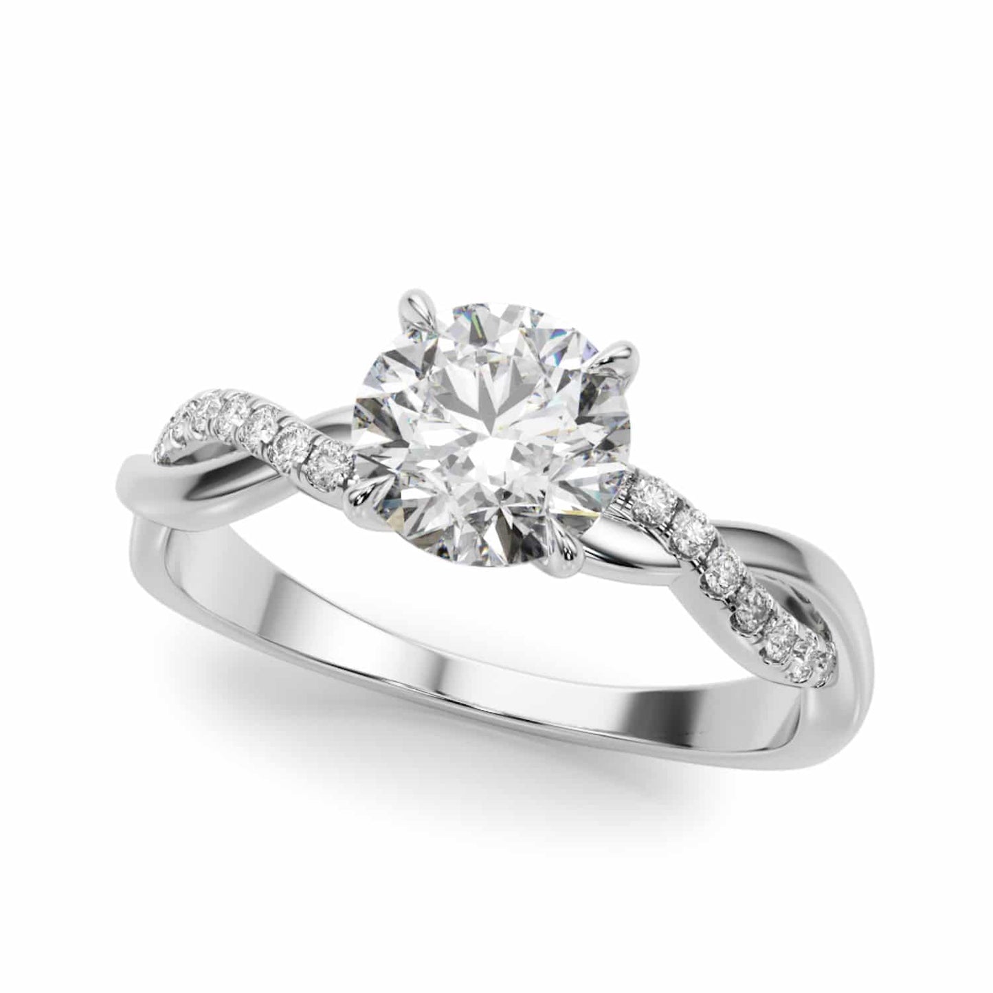 1.60CTW Lab-Grown Diamond 18K Gold White Twisted Split Shank Engagement Ring