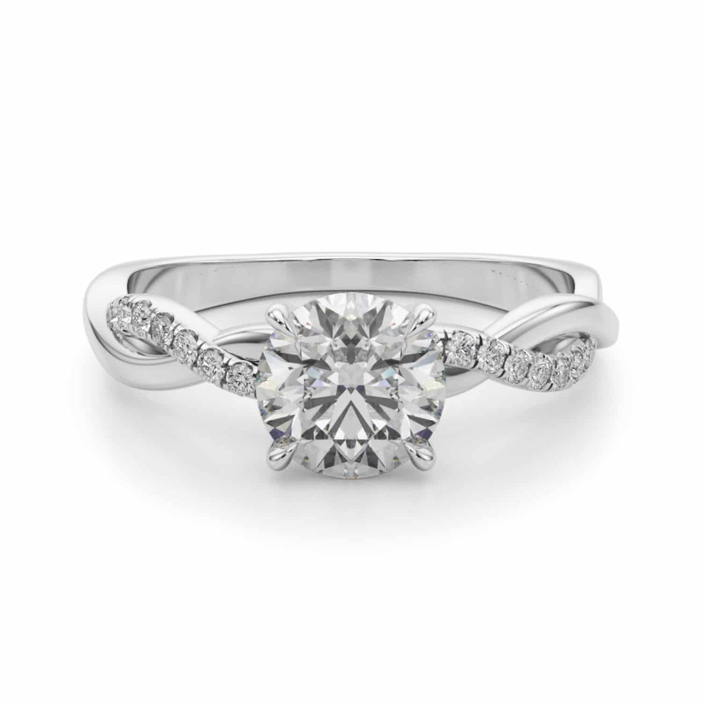 1.60CTW Lab-Grown Diamond 18K Gold White Twisted Split Shank Engagement Ring