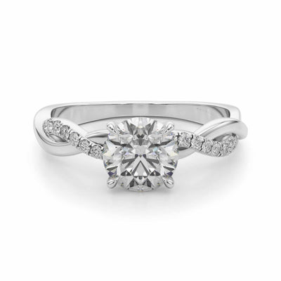 1.60CTW Lab - Grown Diamond 18K Gold White Twisted Split Shank Engagement Ring - WJD Exclusives