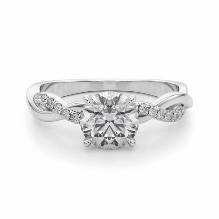 1.60CTW Lab - Grown Diamond 18K Gold White Twisted Split Shank Engagement Ring - WJD Exclusives