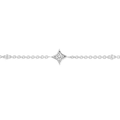 0.12CTW Real Diamond 14K Real Gold Yellow White Rose Star Bead Bracelet 7-7.5" Adj