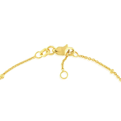 0.12CTW Real Diamond 14K Real Gold Yellow White Rose Star Bead Bracelet 7-7.5" Adj