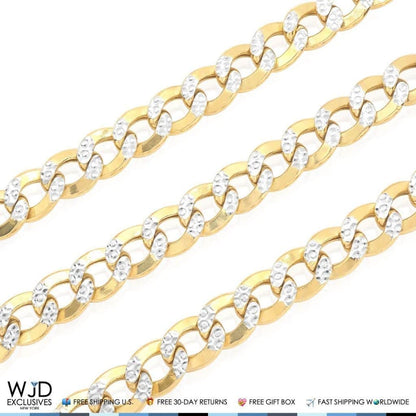 11mm Wide Diamond-Cut Cuban Curb Chain Necklace 10K Yellow Gold 28"