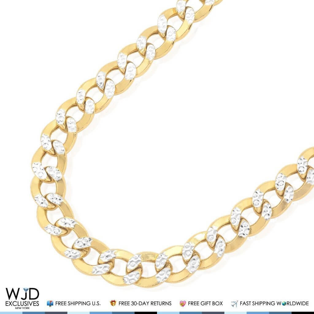 10K Yellow Gold 11mm Diamond-Cut Cuban Curb Chain (Hollow) 28"