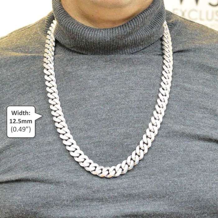 Sterling Silver 6mm-15mm Miami Cuban Chain (Solid Links) 24"-32"