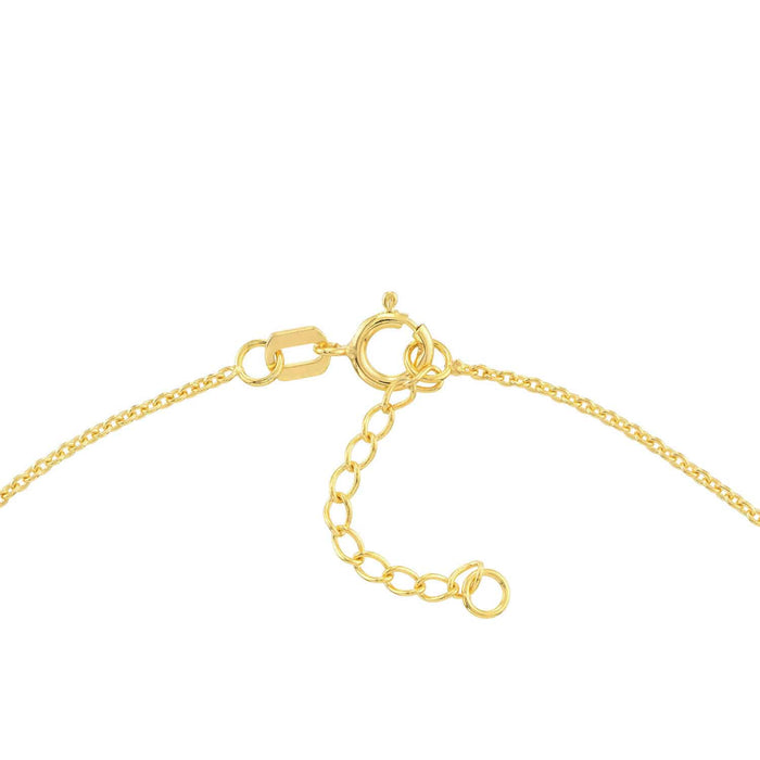 14K Yellow Gold CZ Open Heart Dangle Anklet (Solid Links) 9" - 10" Adjustable - WJD Exclusives