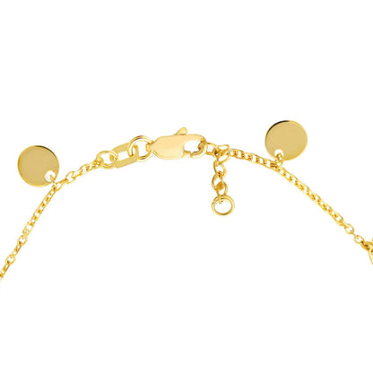 14K Gold Yellow Two-Sized Dangle Discs Bracelet 7"-7.5" Adjustable