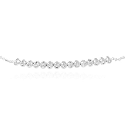 0.20CTW Real Diamond 14K Real Gold Yellow White Tennis Bolo Bracelet 9.5" Adjust.