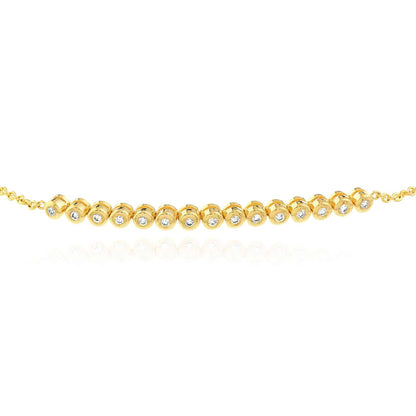 0.20CTW Real Diamond 14K Real Gold Yellow White Tennis Bolo Bracelet 9.5" Adjust.