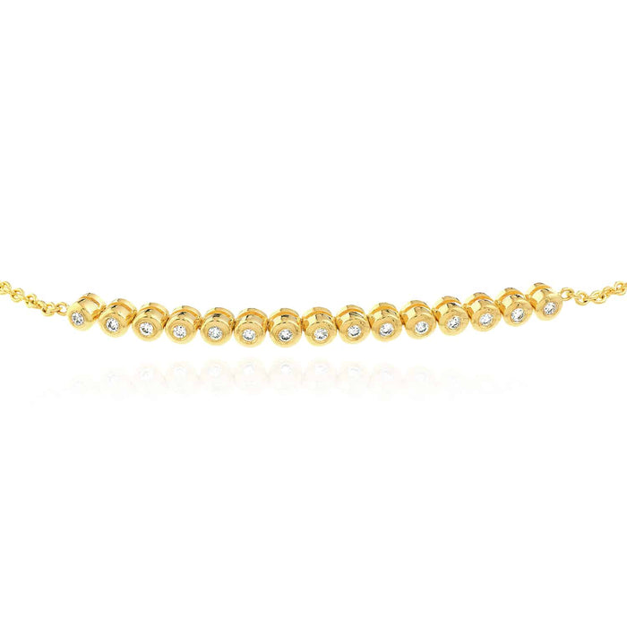 0.20CTW Natural Diamond 14K Yellow Gold White Tennis Bolo Bracelet 9.5" Adjust. - WJD Exclusives