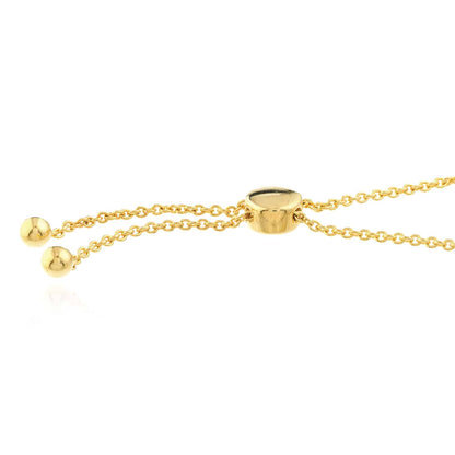 0.20CTW Real Diamond 14K Real Gold Yellow White Tennis Bolo Bracelet 9.5" Adjust.